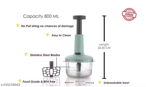 Stysol 1000 ML Handy Push Chopper Vegetable & Fruit